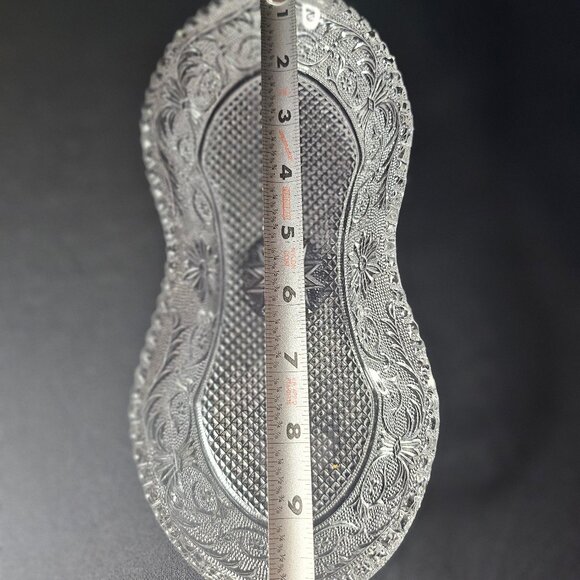 Vintage Duncan & Miller Sandwich Pattern Pressed Glass Peanut Shaped Celery Tray - Picture 8 of 12